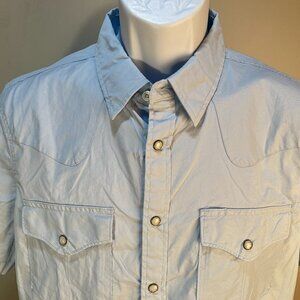 Tecovas Men's solid light blue short sleeve western pearl snap shirt Medium M
